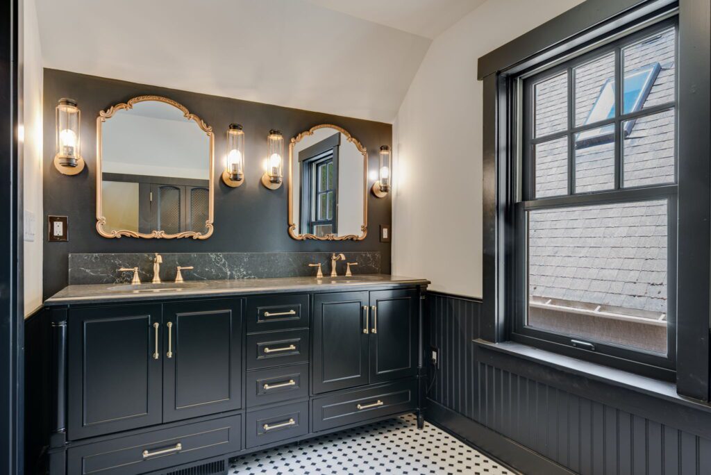 Before Bath Remodel Left Corner Sink in Lincoln District Project Portfolio by Kitchen & Bath Builders