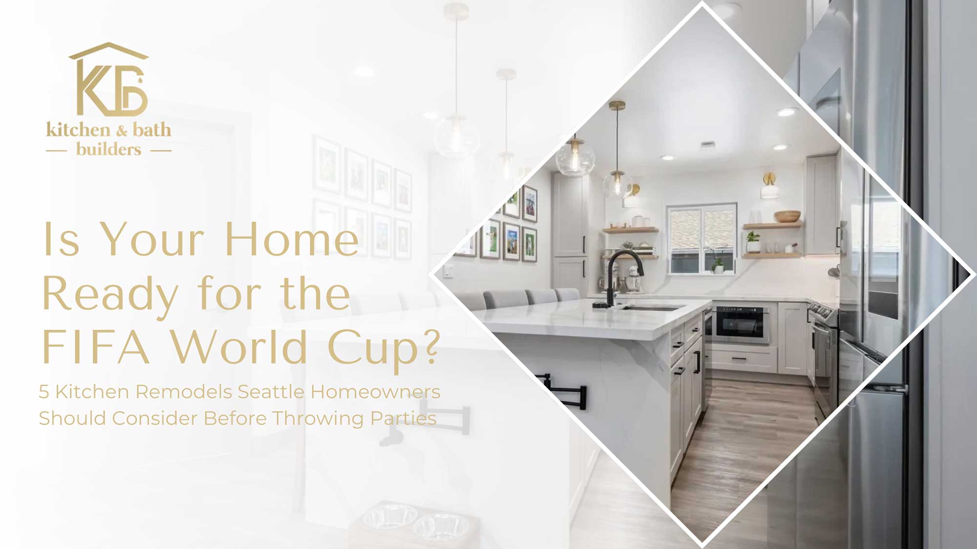 A modern kitchen with a center island, styled with white countertops, a sink, and high-top seating.